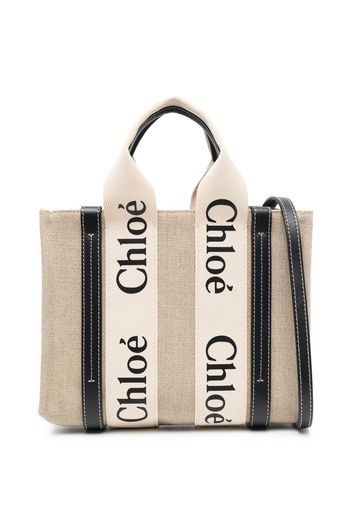 Chloé Borsa tote Woody con logo - Toni neutri