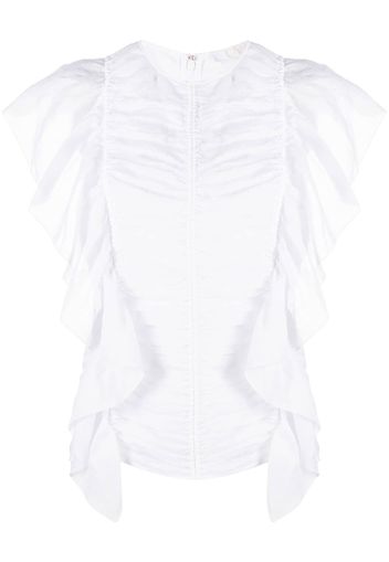 Chloé flutter-sleeves ruffled blouse - Bianco