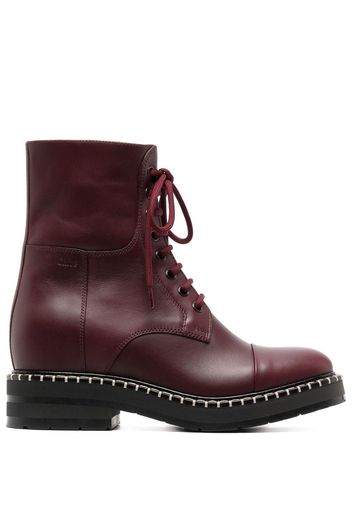 Chloé Noua lace-up leather boots - Rosso