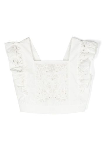 Chloé Kids cropped broderie anglaise blouse - Bianco