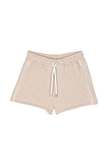 Chloé Kids logo-embroidered jersey track shorts - Marrone