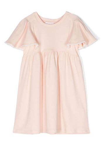 Chloé Kids flutter-sleeve cotton dress - Rosa