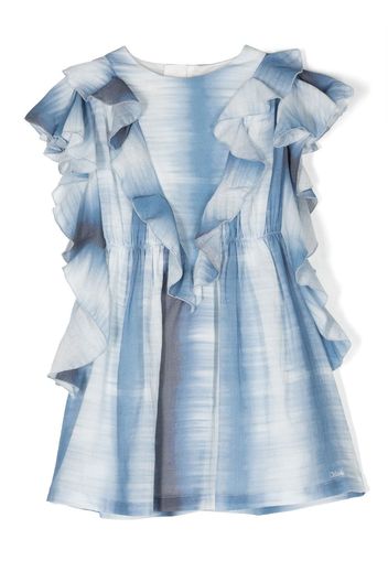 Chloé Kids ruffle long-sleeve dress - Blu