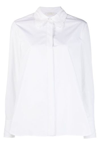 Chloé floral-embroidery cotton shirt - Bianco