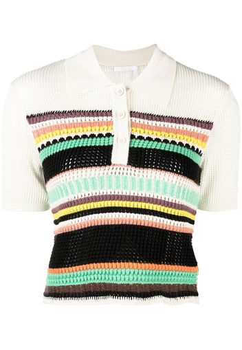 Chloé striped knitted polo shirt - Nero