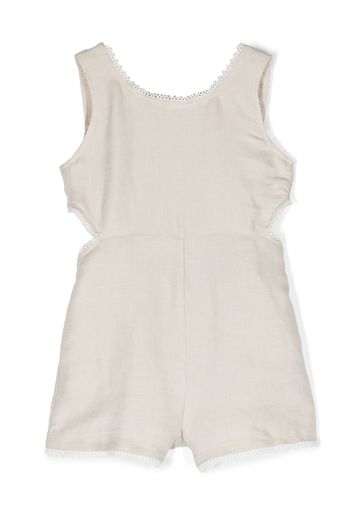 Chloé Kids lace-trim cut-out playsuit - Toni neutri