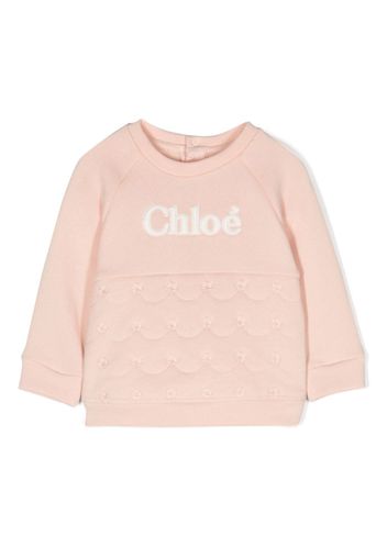 Chloé Kids logo-embossed crew-neck sweatshirt - Rosa