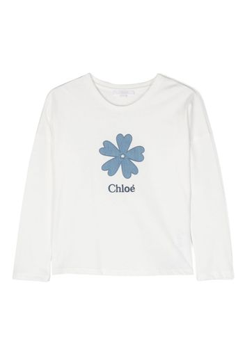 Chloé Kids logo-print organic cotton T-shirt - Bianco