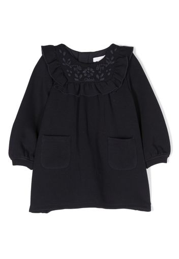 Chloé Kids ruffle-collar long-sleeve dress - Blu