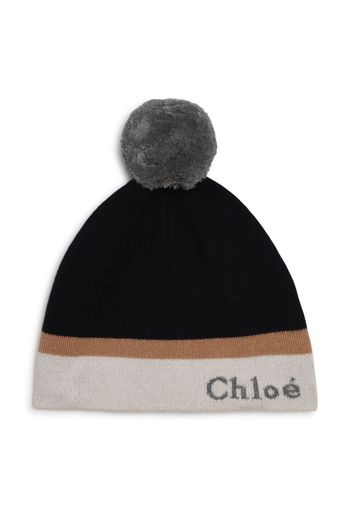 Chloé Kids Set sciarpa e berretto con logo - Nero