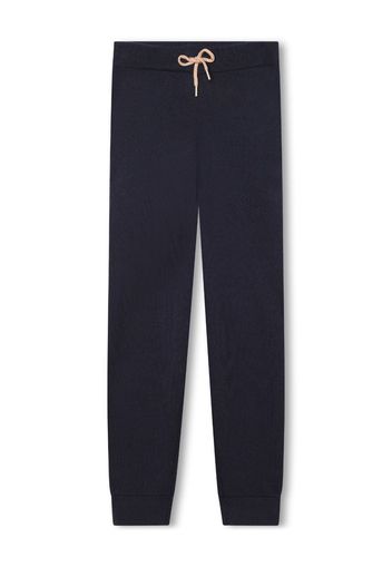Chloé Kids logo-embroidered organic-cotton blend leggings - Blu