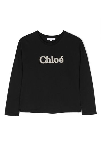 Chloé Kids Felpa con ricamo - Nero