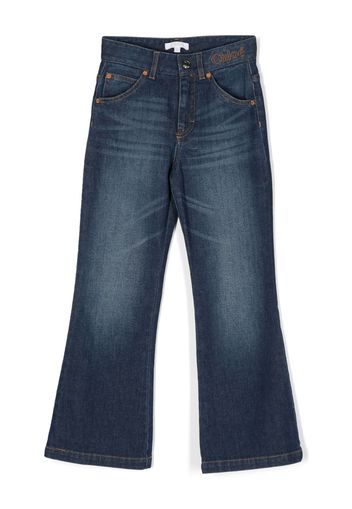 Chloé Kids Jeans svasati con ricamo - Blu