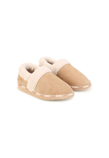 Chloé Kids Slippers con stampa logo - Toni neutri