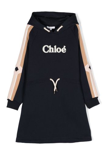 Chloé Kids appliqué-logo cotton dress - Blu
