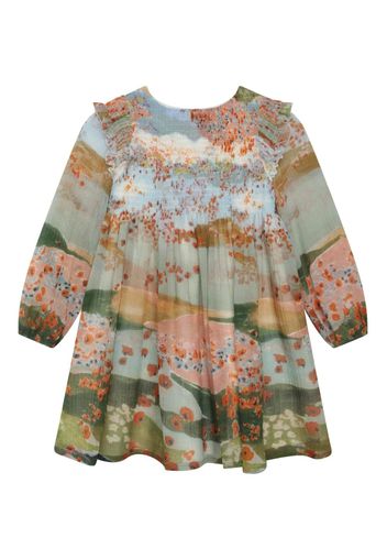 Chloé Kids graphic-print ruffle-detailing dress - Multicolore