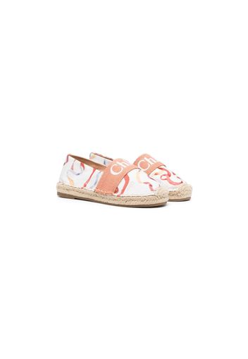 Chloé Kids ribbon-print espadrilles - Bianco