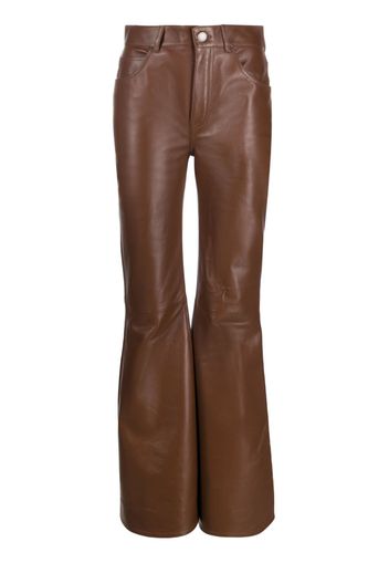 Chloé leather flared high-waisted trousers - Marrone