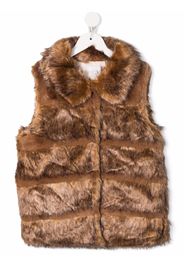 Chloé Kids faux-fur sleeveless panelled jacket - Marrone
