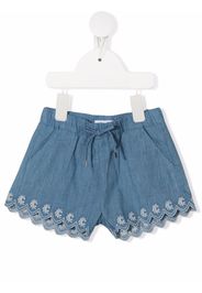 Chloé Kids embroidered-design denim shorts - Blu