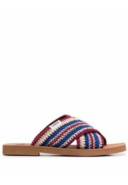 Chloé Woody crossover-strap sliders - Blu