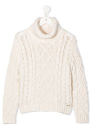 Chloé Kids Polo-neck cable-knit jumper - Bianco