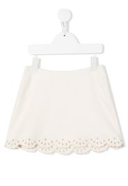 Chloé Kids A-line scallop cotton skirt - Bianco