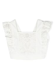 Chloé Kids cropped broderie anglaise blouse - Bianco