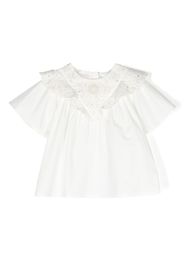 Chloé Kids broderie anglaise poplin blouse - Bianco