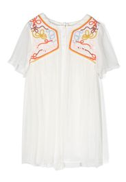 Chloé Kids embroidered-top silk dress - Bianco