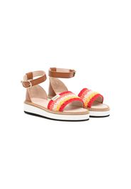 Chloé Kids crochet-panel leather sandals - Marrone