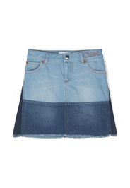 Chloé Kids logo-embroidered denim skirt - Blu