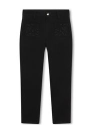 Chloé Kids embroidered organic-cotton blend straight-leg trousers - Nero
