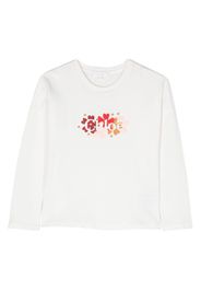 Chloé Kids logo-embroidered organic cotton T-shirt - Bianco