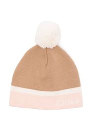 Chloé Kids Berretto con pompon - Marrone