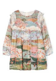 Chloé Kids graphic-print long-sleeve dress - Verde