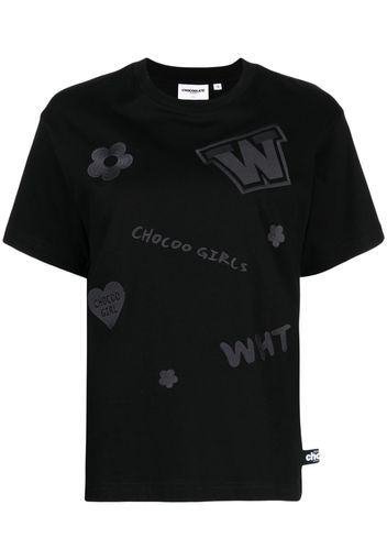 CHOCOOLATE embroidered-slogan cotton T-shirt - Nero