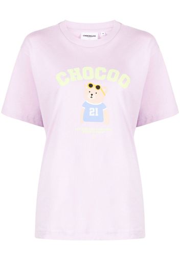 CHOCOOLATE logo-print cotton T-shirt - Viola