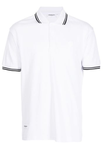 CHOCOOLATE striped cotton polo shirt - Bianco