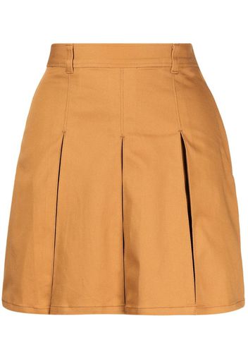 CHOCOOLATE pleated stretch-cotton mini skirt - Marrone