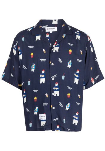 CHOCOOLATE logo-print camp-collar shirt - Blu