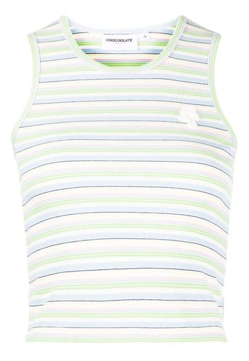 CHOCOOLATE logo-patch striped tank top - Verde