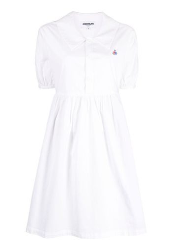 CHOCOOLATE puff-sleeve polo dress - Bianco