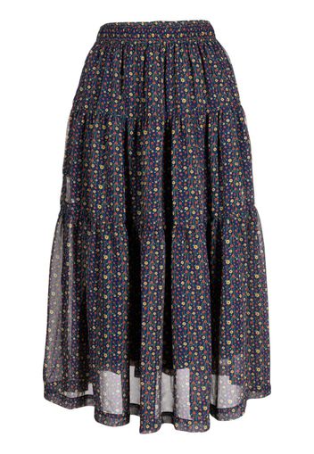 CHOCOOLATE floral-print tiered skirt - Blu