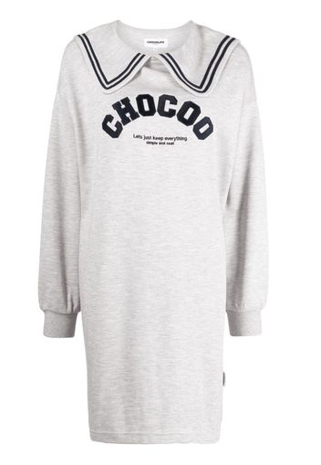 CHOCOOLATE Abito bicolore con logo - Grigio