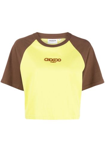 CHOCOOLATE T-shirt crop con logo goffrato - Giallo