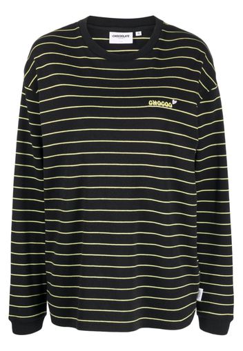 CHOCOOLATE logo-print striped cotton sweatshirt - Nero