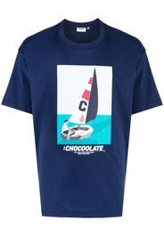 CHOCOOLATE graphic-print cotton T-shirt - Blu