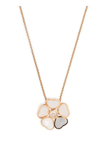 Chopard Collana Happy Hearts Flower in oro rosa 18kt con diamanti