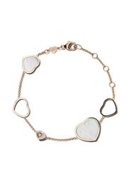 Bracciale ‘Happy Hearts’ in oro rosa 18kt, pietra rosè e diamanti, con pendente